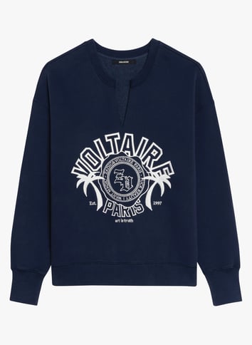 Sweat col rond droit brodé ZADIG&VOLTAIRE Bleu